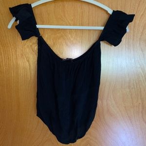 Flowy Black Off-Shoulder Brandy Melville Crop